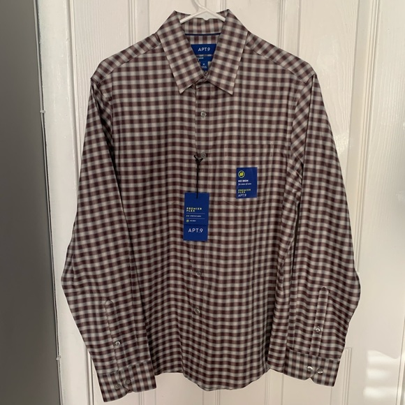 Apt. 9 Slim Fit Dress Shirt Checkered Medium - Picture 1 of 2